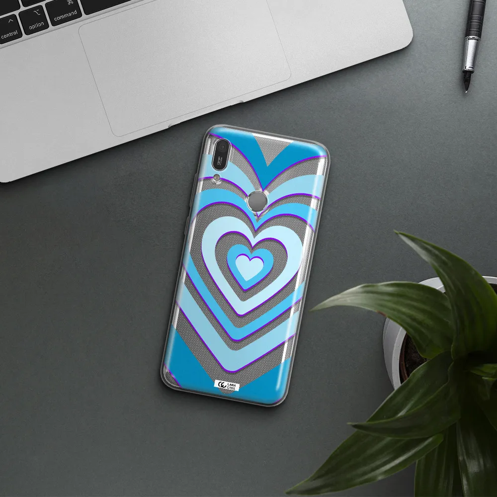 Blue Heart Huawei Y6 2019 Clear TPU Case