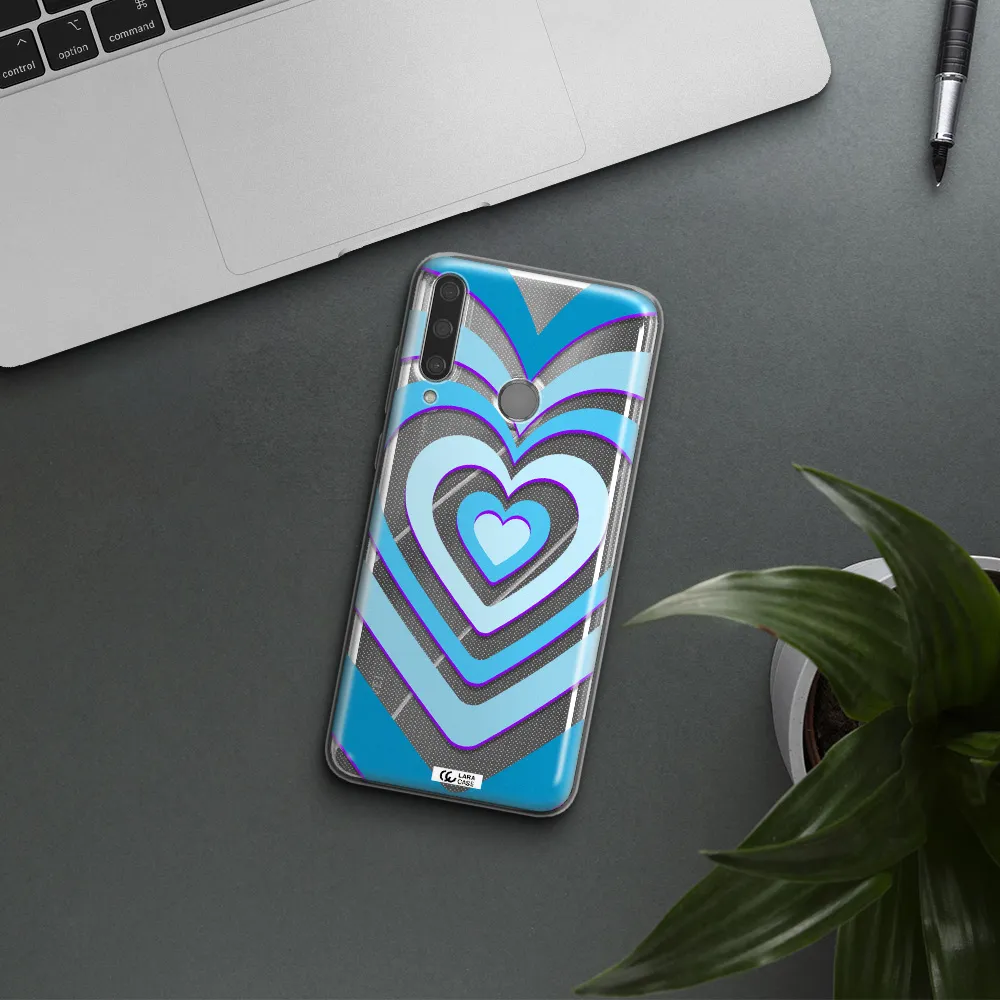Blue Heart Huawei Y6P Clear TPU Case