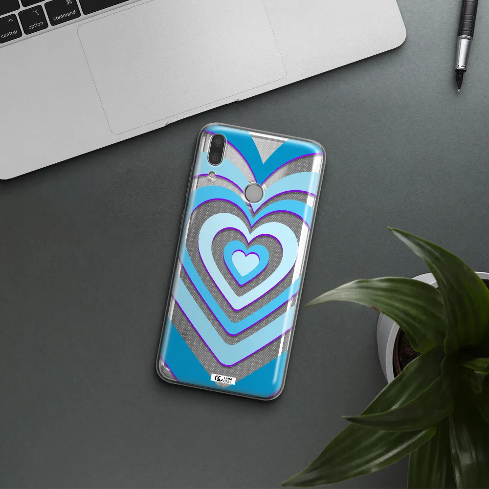 Blue Heart Huawei Y7 2019 Clear TPU Case