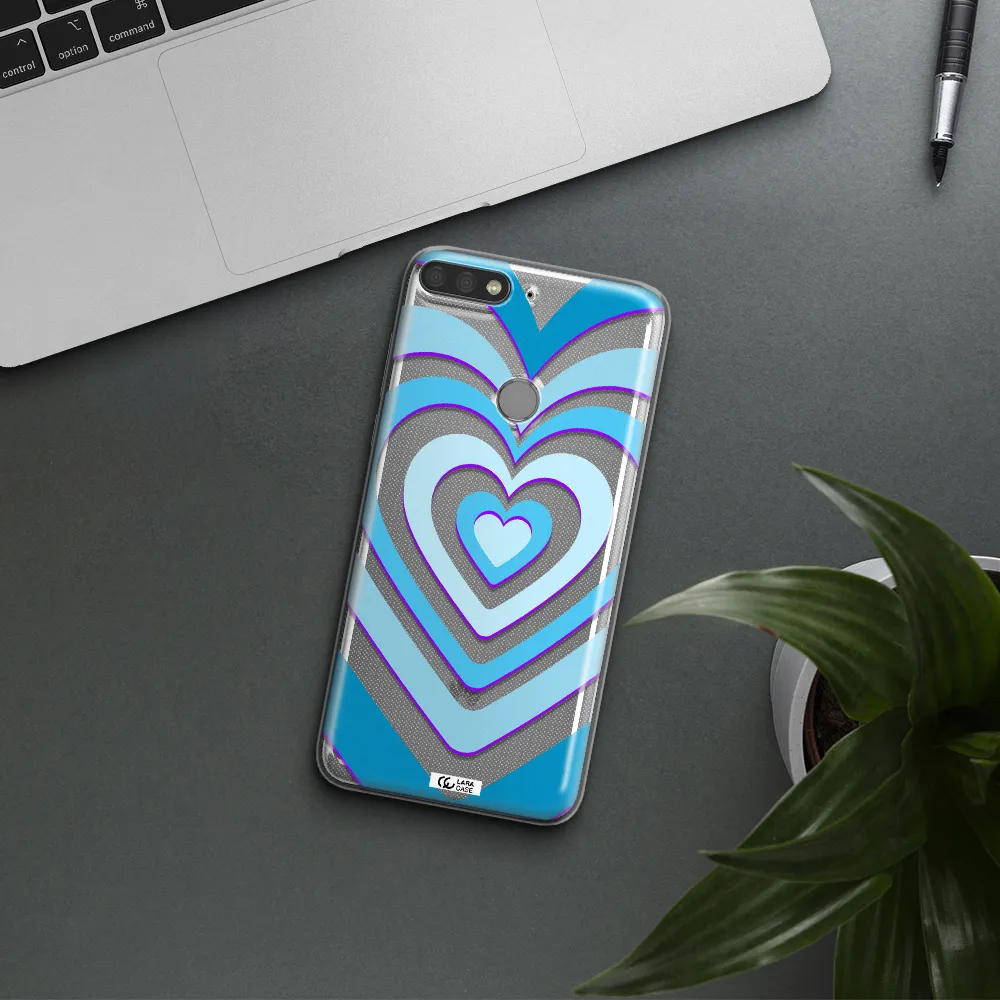 Blue Heart Huawei Y7 Prime 2018 Clear TPU Case