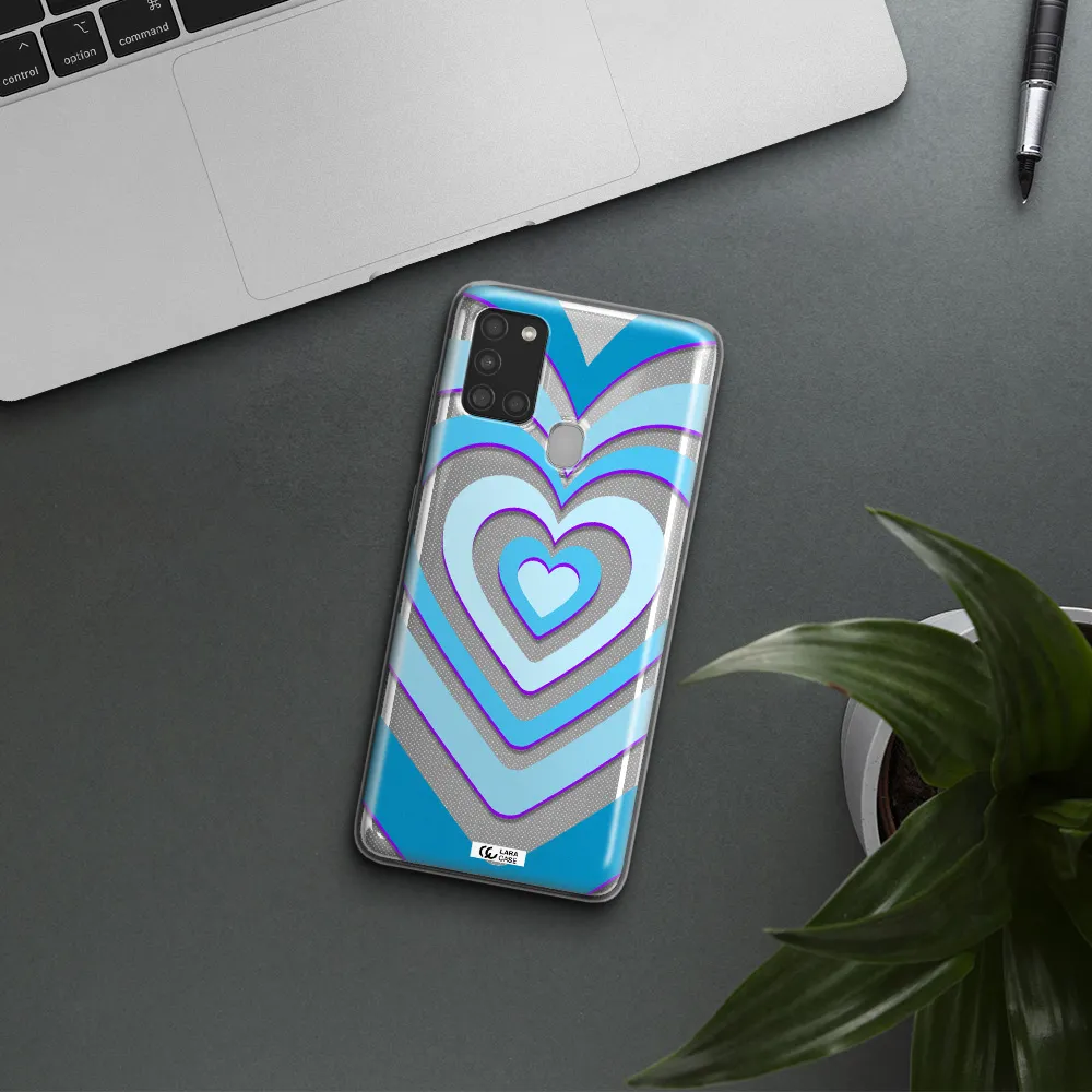 Blue Heart Samsung A21S Clear TPU Case
