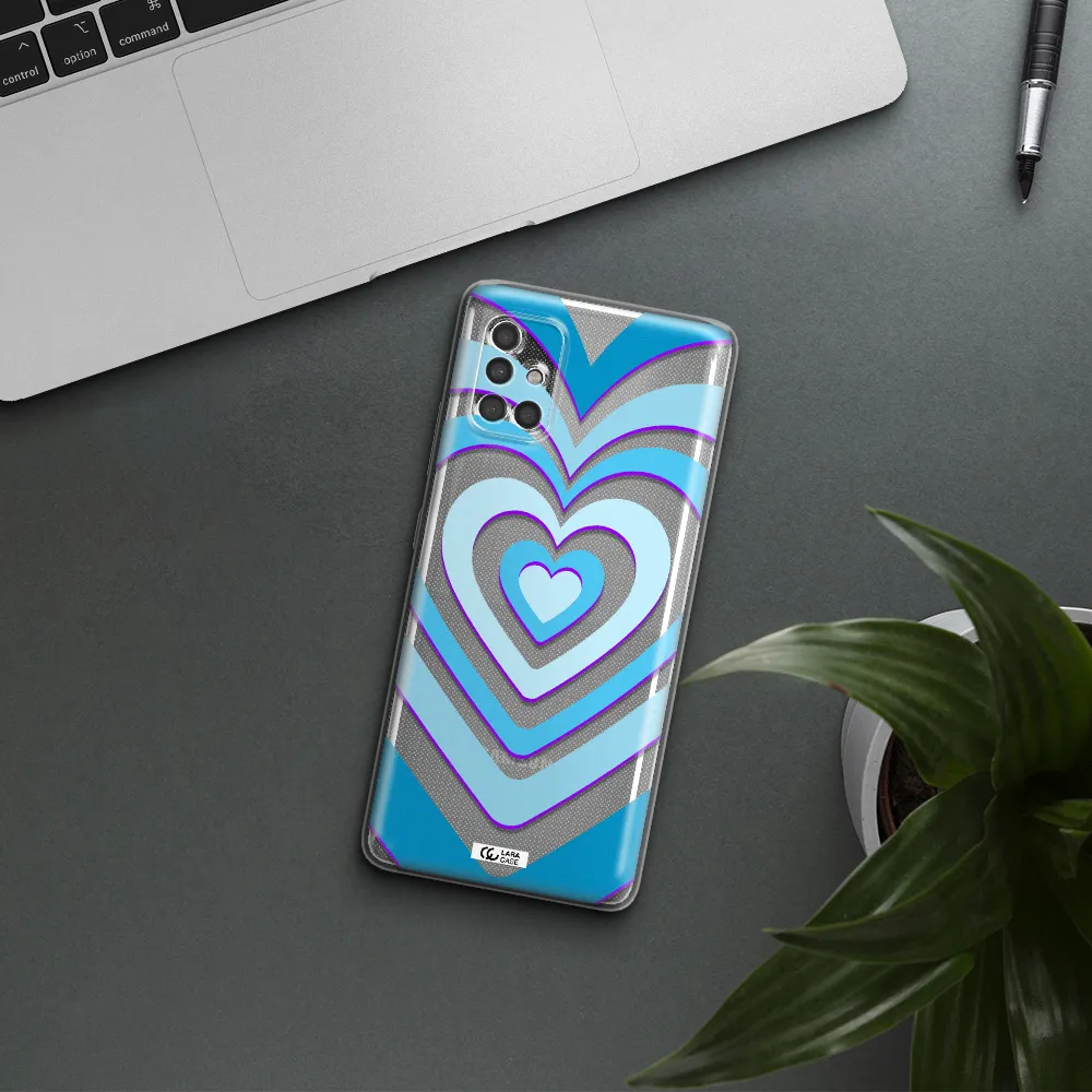 Blue Heart Samsung A40S Clear Tpu Case
