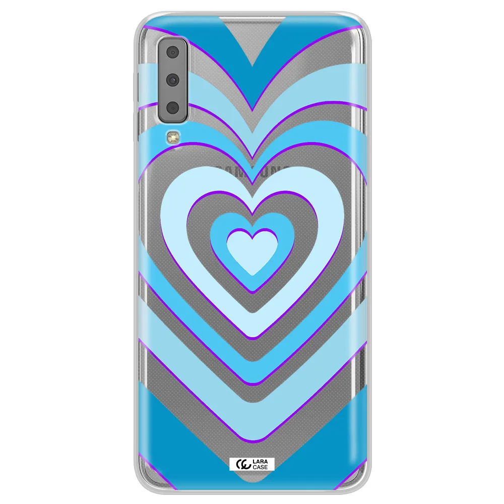 Blue Heart Samsung A7 2018 Clear TPU Case