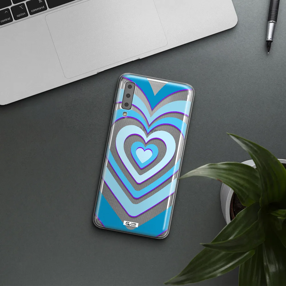 Blue Heart Samsung A7 2018 Clear TPU Case