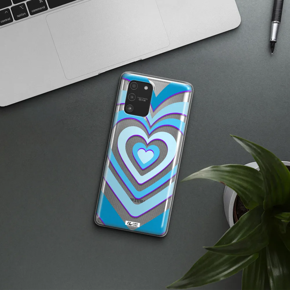 Blue Heart Samsung A91 Clear TPU Case
