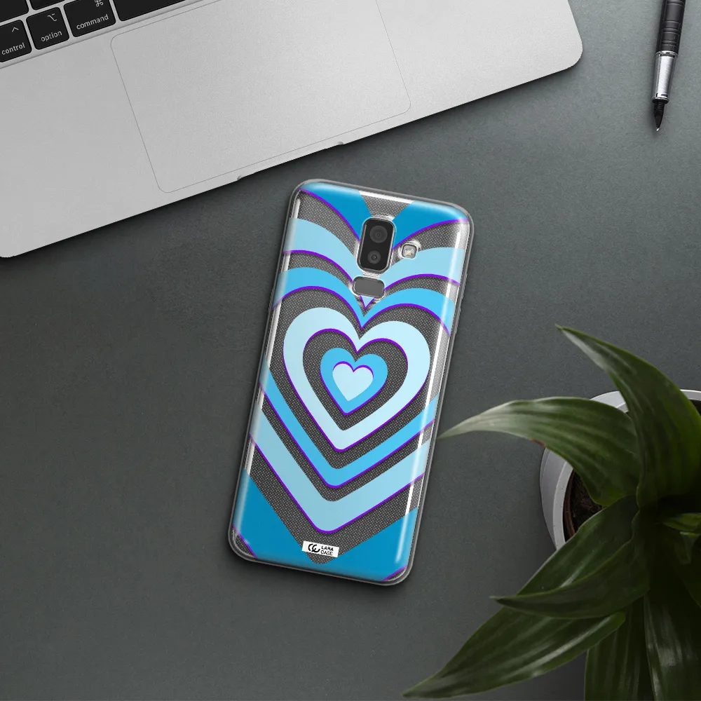 Blue Heart Samsung J8 Clear TPU Case