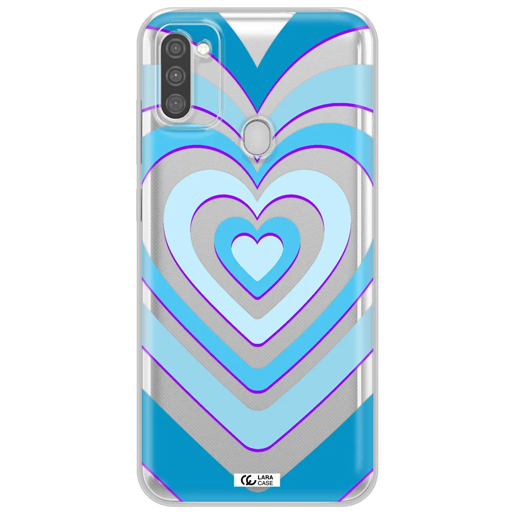 Blue Heart Samsung M11 Clear TPU Case