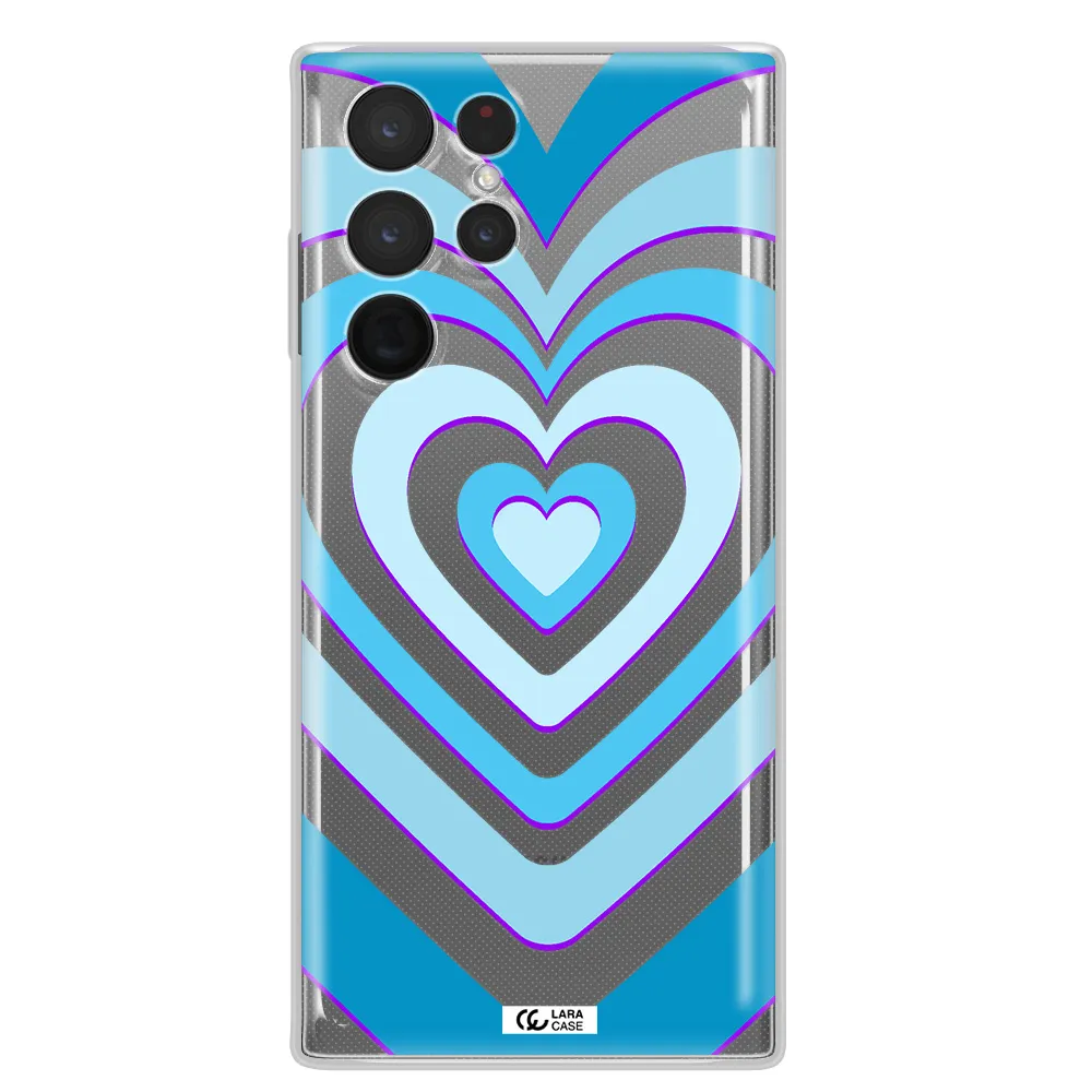 Blue Heart Samsung S 22 Ultra Clear TPU Case