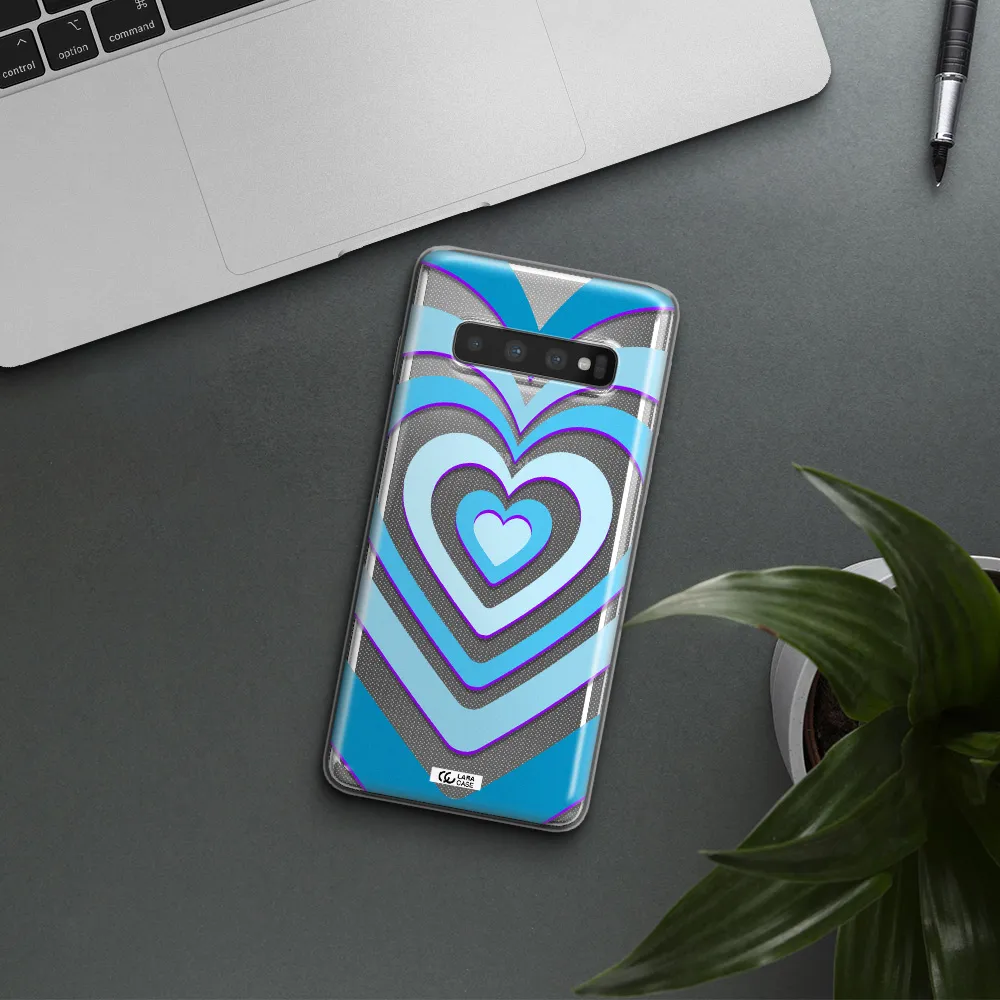 Blue Heart Samsung S10 Plus Clear TPU Case