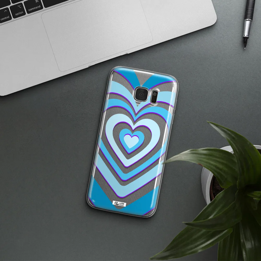 Blue Heart Samsung S7 Edge Clear TPU Case