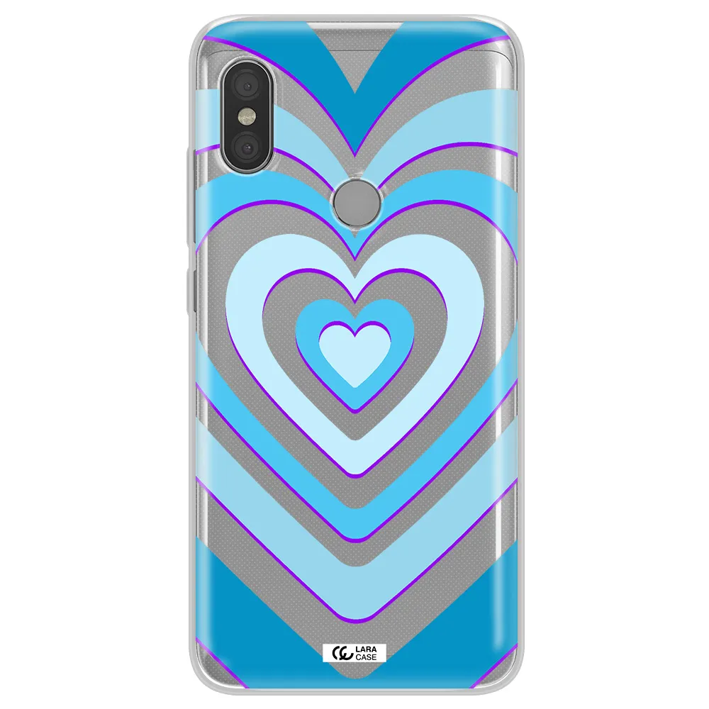 Blue Heart Xiaomi Redmi Note 6 Pro Clear TPU Case