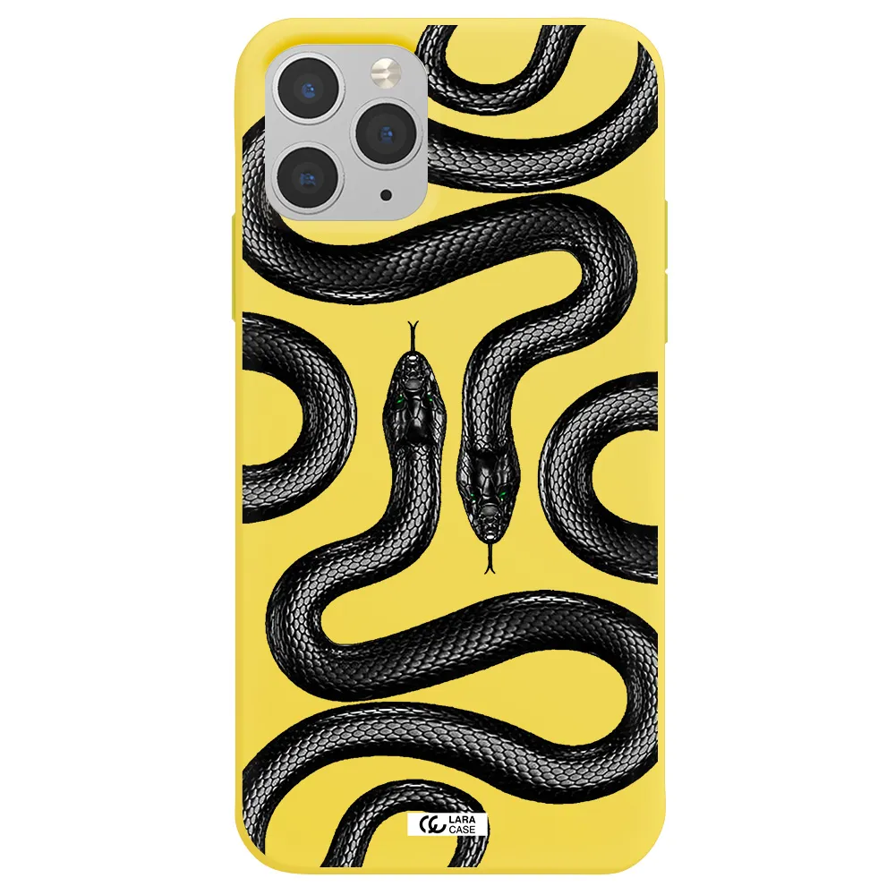 Black Snake Apple iPhone 11 pro max Silicone canary yellow Case