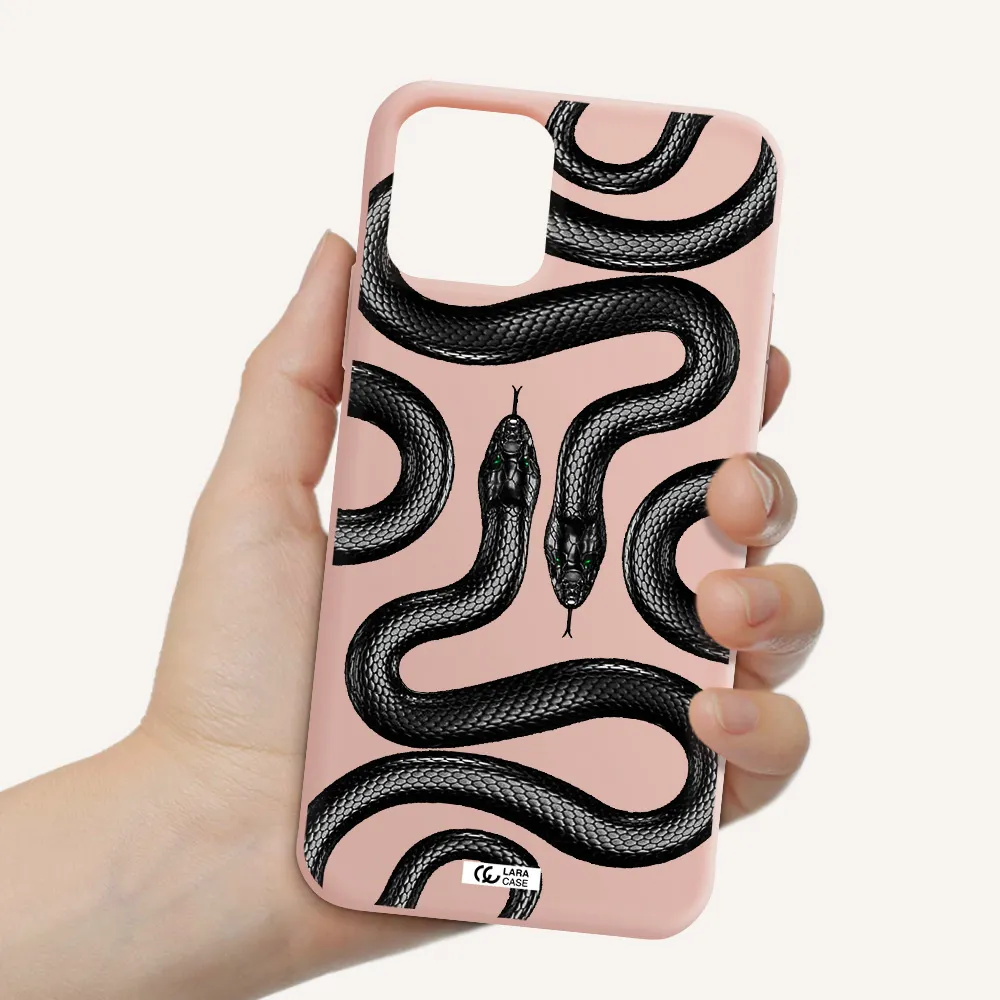 Black Snake Apple iPhone 11 pro max Silicone pastel pink Case