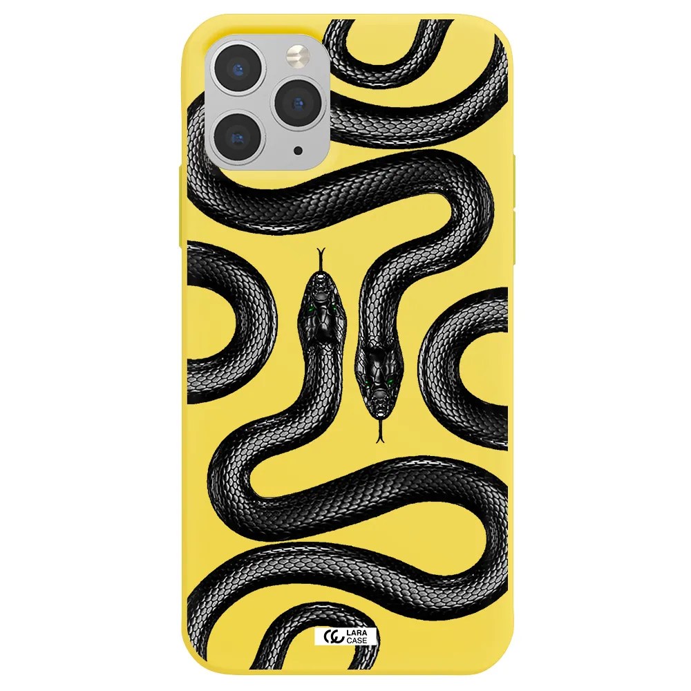 Black Snake Apple iPhone 11 pro Silicone canary yellow Case