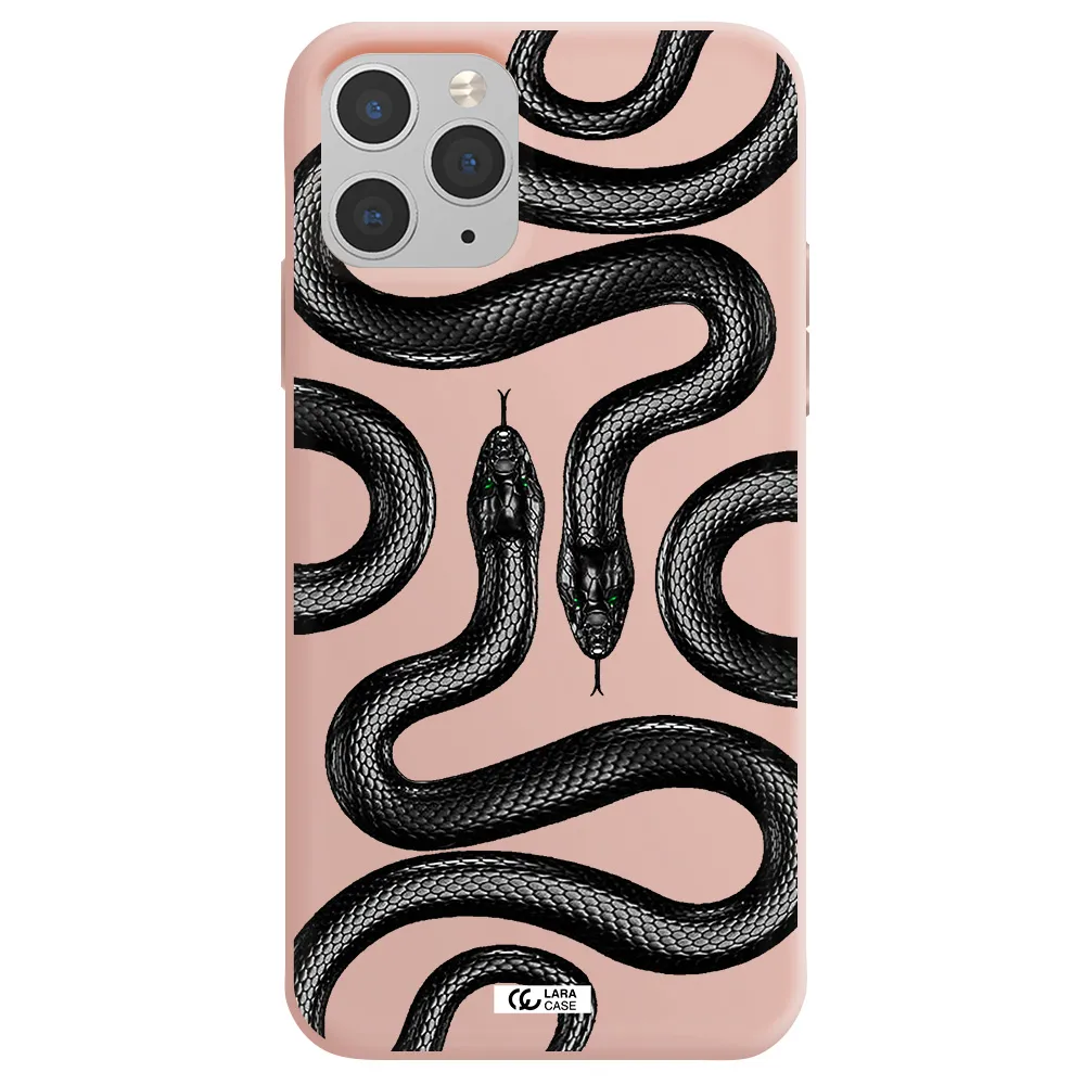 Black Snake Apple iPhone 11 pro Silicone pastel pink Case
