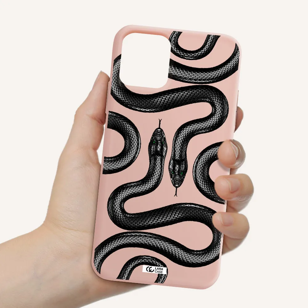 Black Snake Apple iPhone 11 pro Silicone pastel pink Case