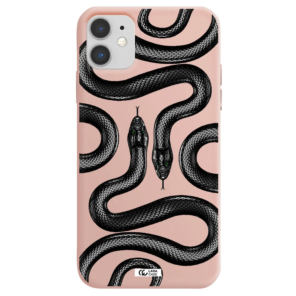 Black Snake Apple iPhone 11 Silicone pastel pink Case
