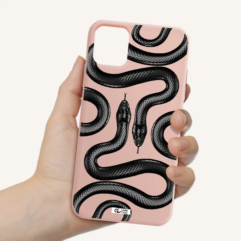 Black Snake Apple iPhone 11 Silicone pastel pink Case