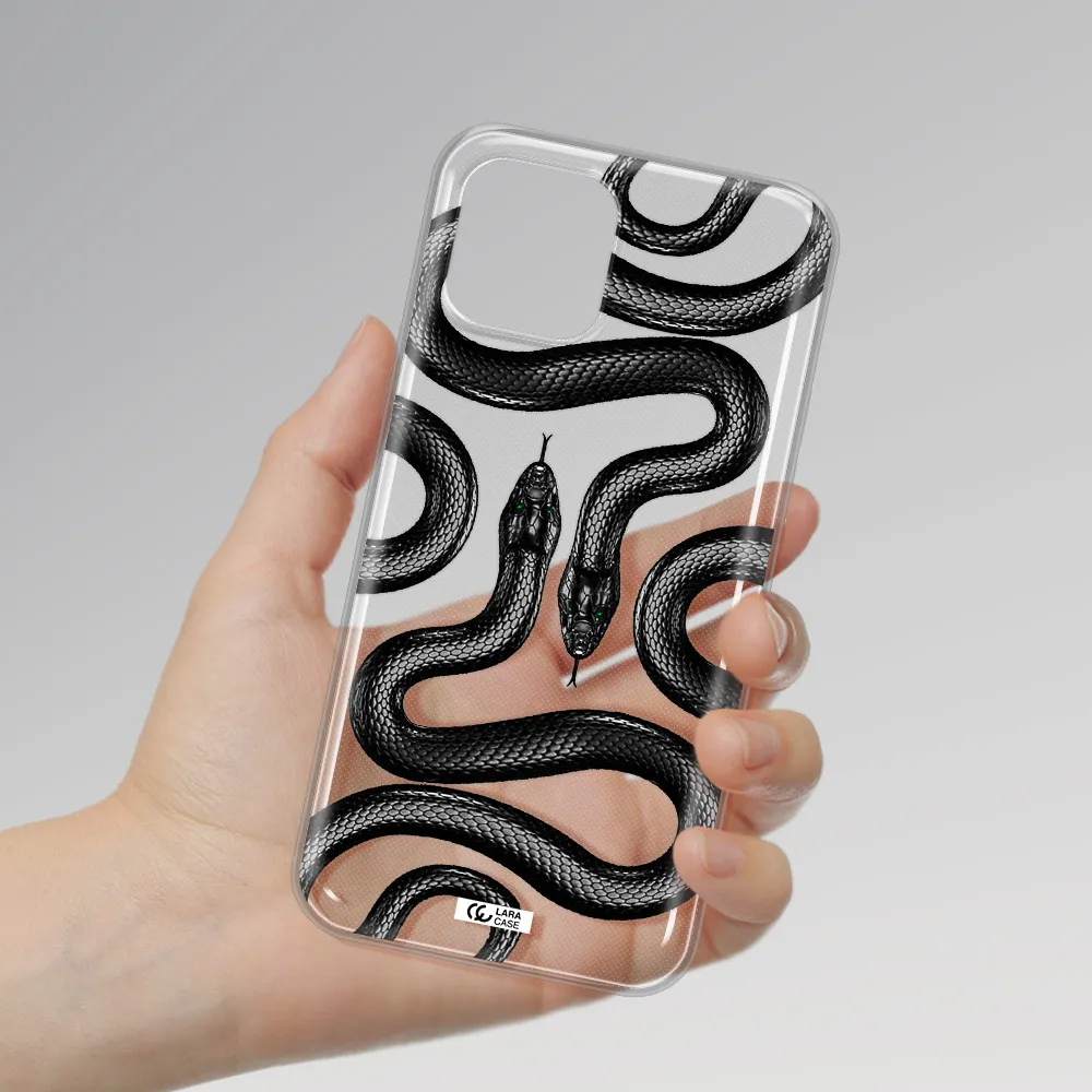 Black Snake Apple iPhone 12 Clear TPU Case