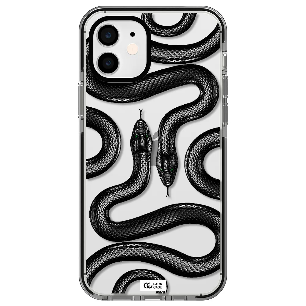 Black Snake Apple iPhone 12 impact black border Case