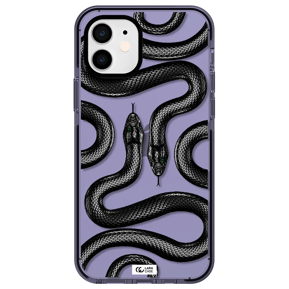 Black Snake Apple iPhone 12 impact Lilac Case