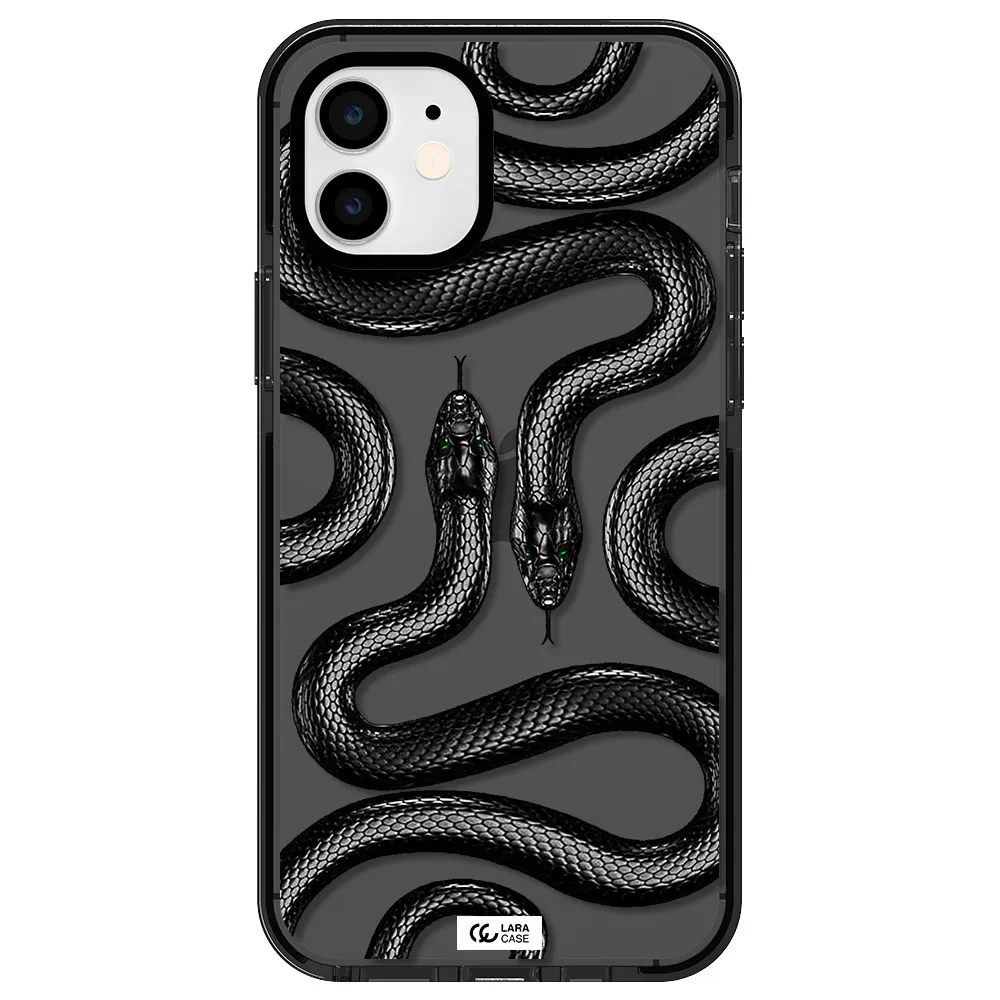 Black Snake Apple iPhone 12 impact Smoke Black Case