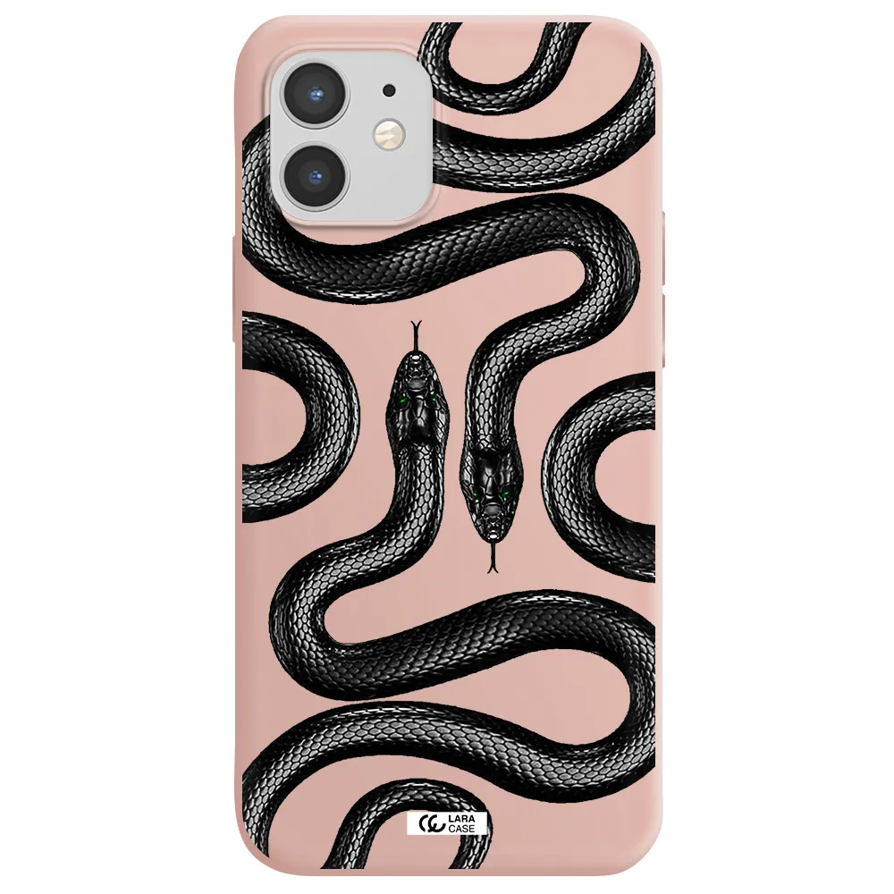 Black Snake Apple iPhone 12 mini Silicone pastel pink Case