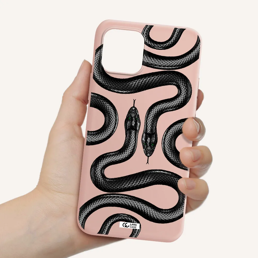 Black Snake Apple iPhone 12 mini Silicone pastel pink Case