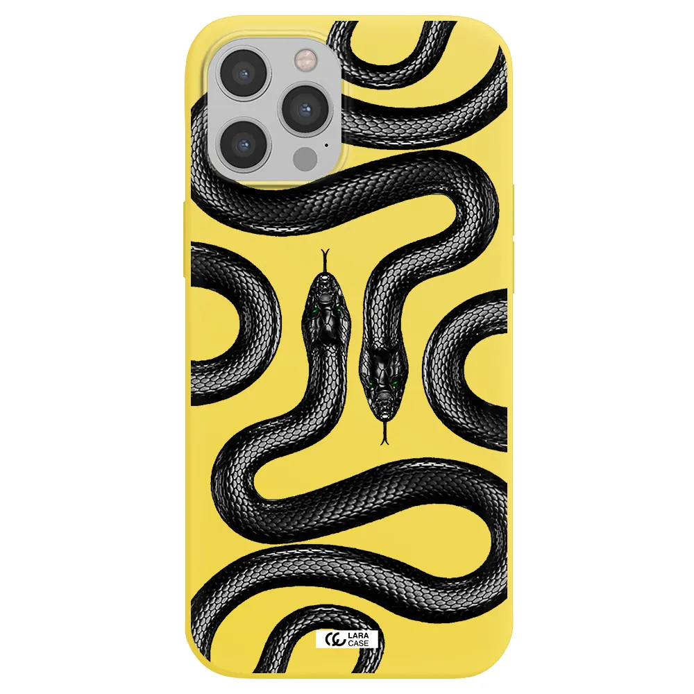 Black Snake Apple iPhone 12 pro max Silicone canary yellow Case