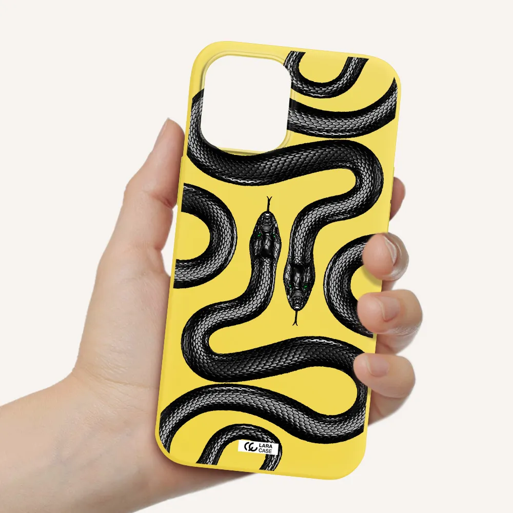 Black Snake Apple iPhone 12 pro max Silicone canary yellow Case