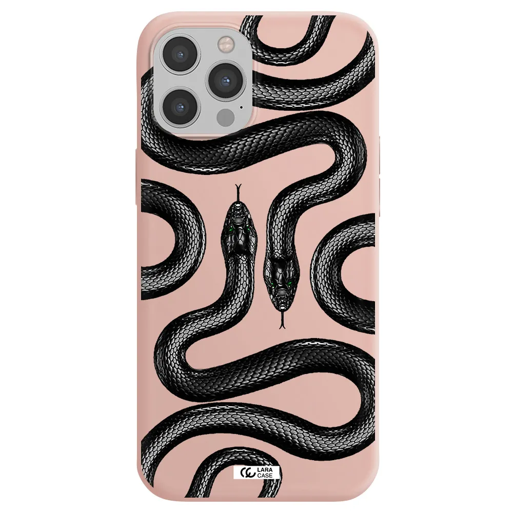 Black Snake Apple iPhone 12 pro Silicone pastel pink Case