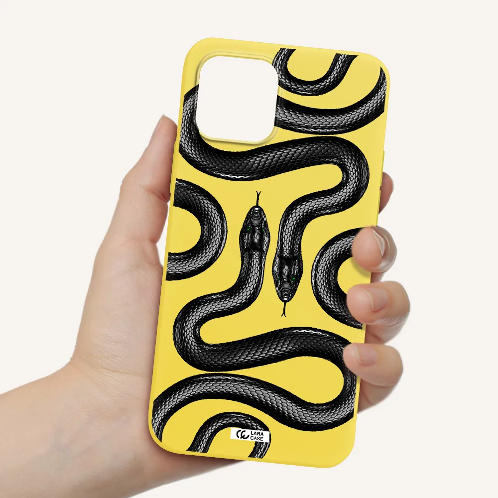 Black Snake Apple iPhone 12 Silicone canary yellow Case