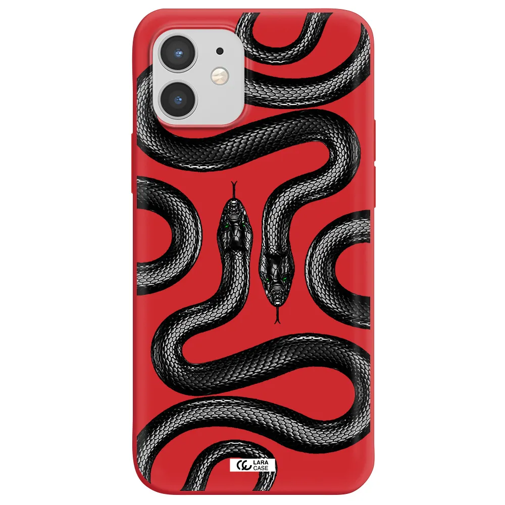 Black Snake Apple iPhone 12 Silicone Imperial Red Case