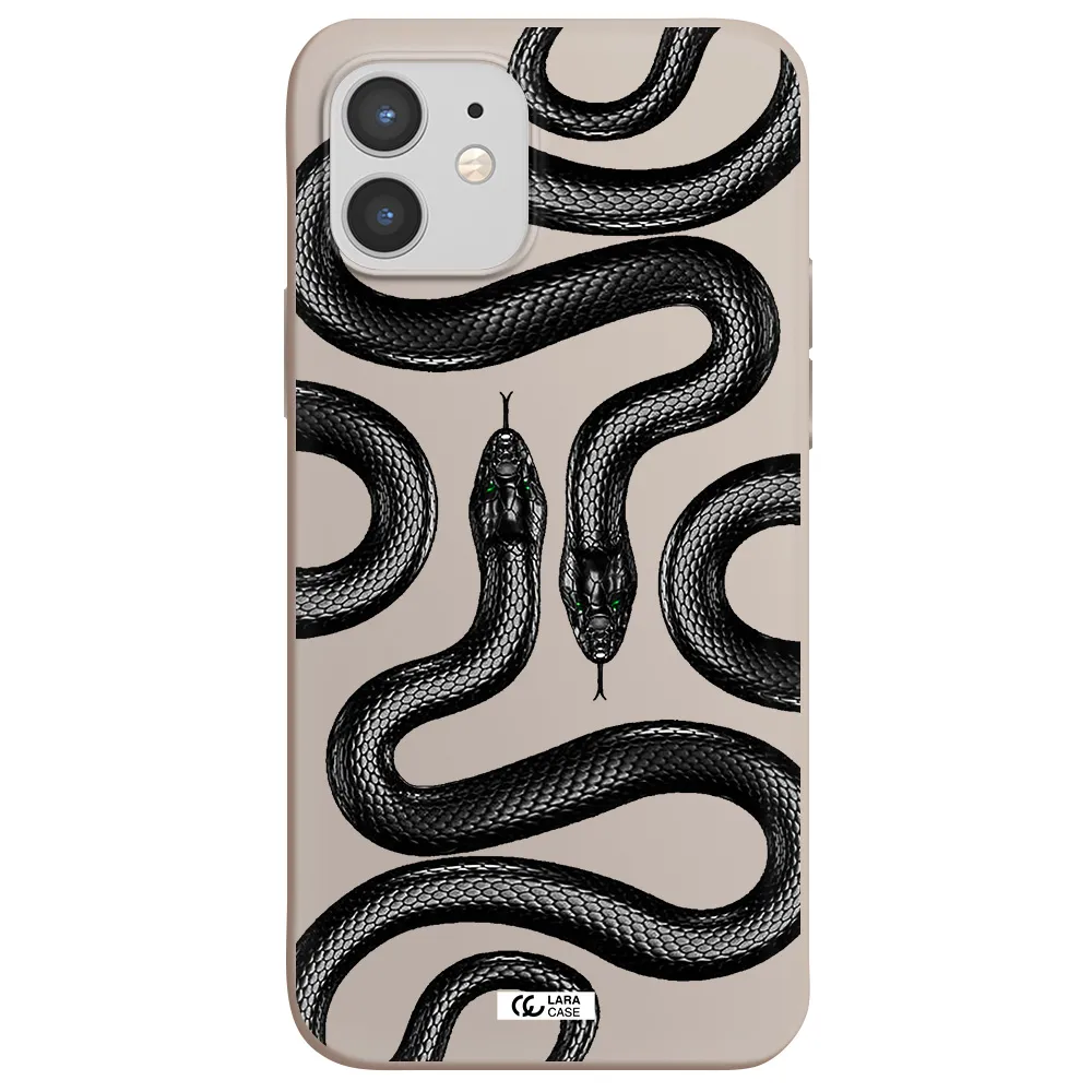 Black Snake Apple iPhone 12 Silicone Stone Case