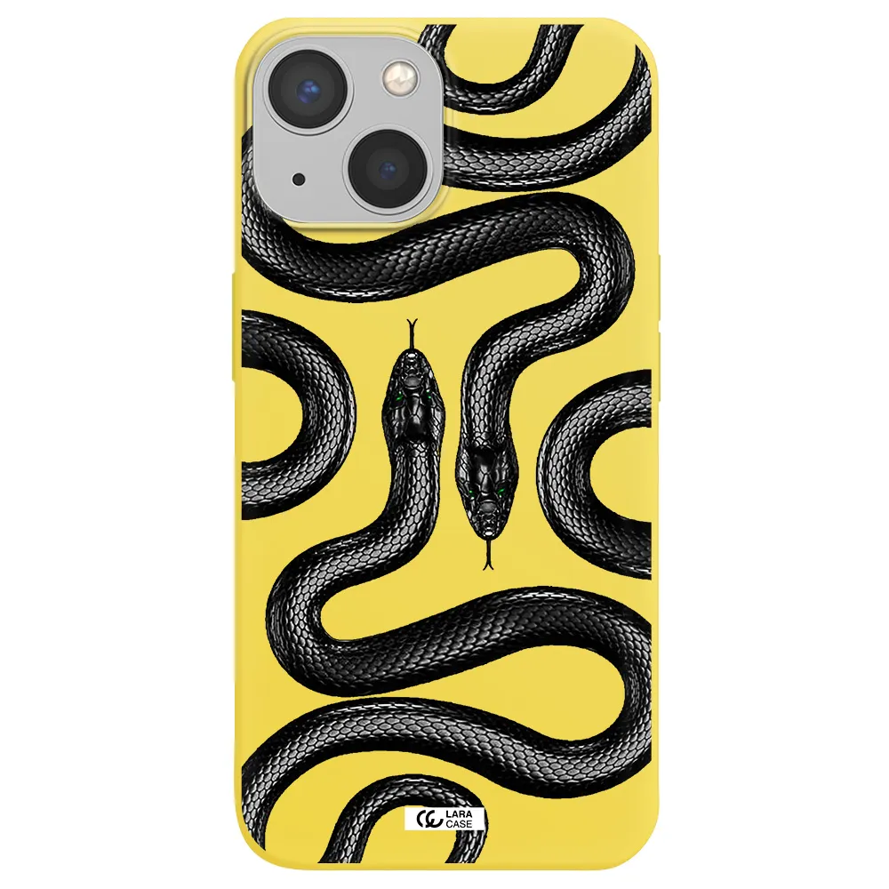 Black Snake Apple iPhone 13 mini Silicone canary yellow Case