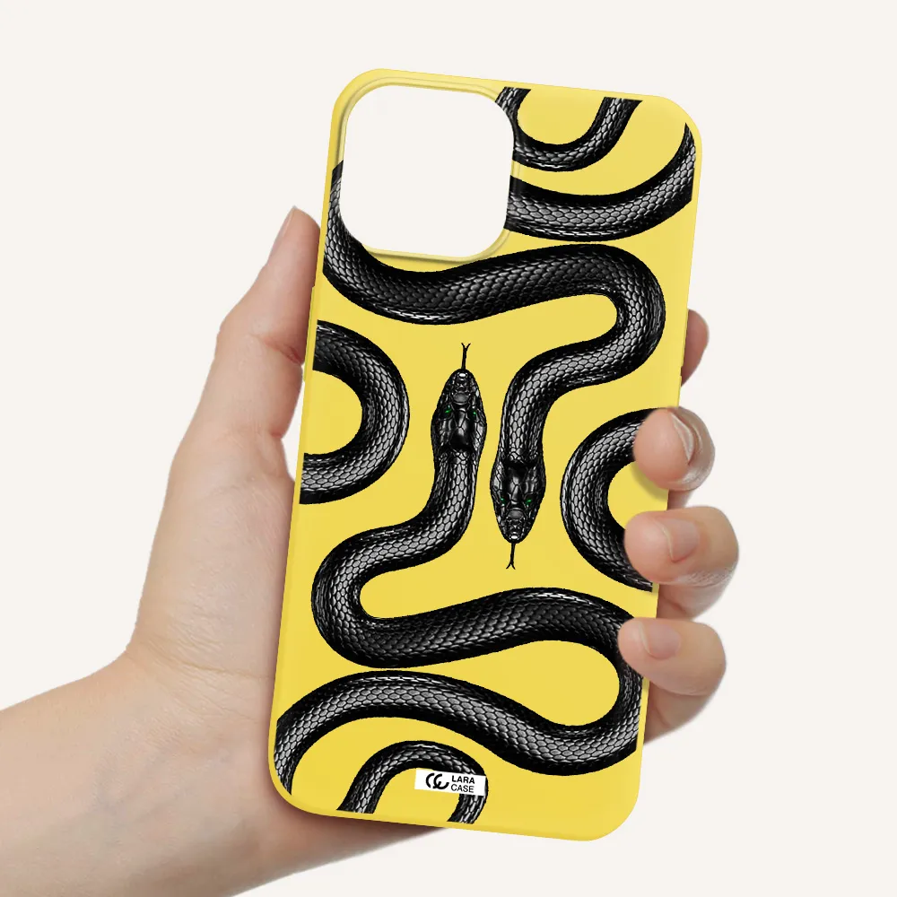 Black Snake Apple iPhone 13 mini Silicone canary yellow Case