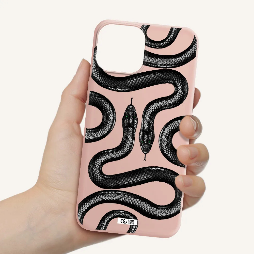 Black Snake Apple iPhone 13 mini Silicone pastel pink Case