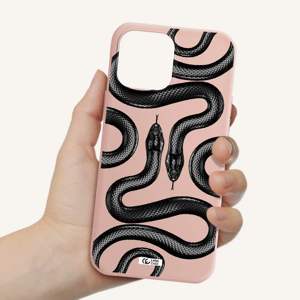 Black Snake Apple iPhone 13 Pro Max Silicone pastel pink Case