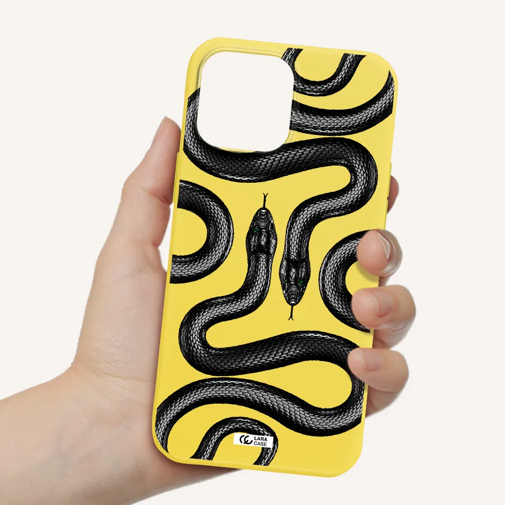 Black Snake Apple iPhone 13 Pro Silicone canary yellow Case