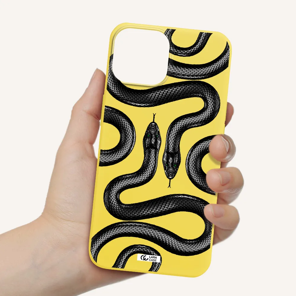Black Snake Apple iPhone 13 Silicone canary yellow Case