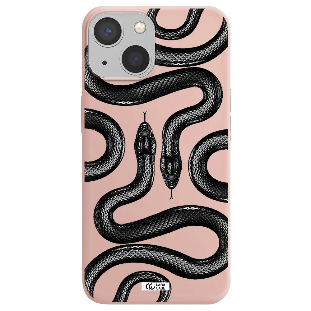 Black Snake Apple iPhone 13 Silicone pastel pink Case