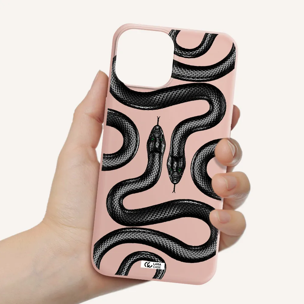 Black Snake Apple iPhone 13 Silicone pastel pink Case