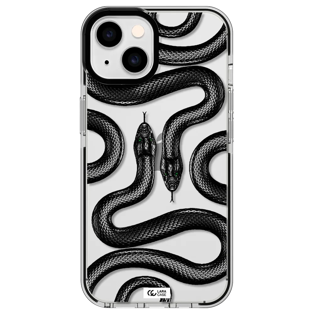 Black Snake Apple iPhone 14 impact black border Case