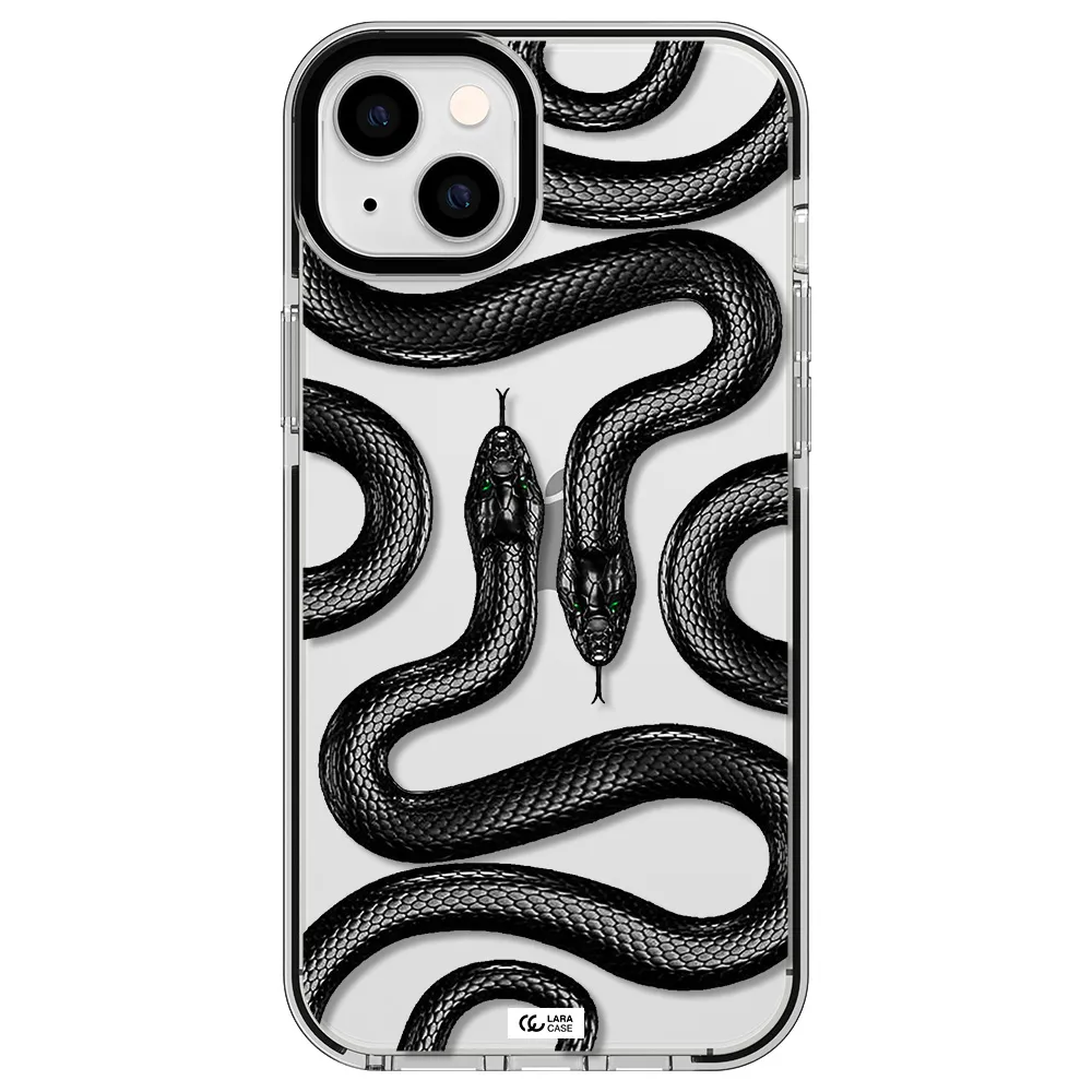 Black Snake Apple iPhone 14 plus impact black border Case