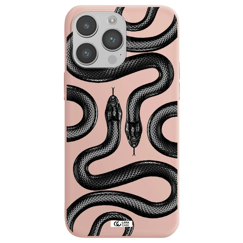 Black Snake Apple iPhone 14 pro Silicone pastel pink Case