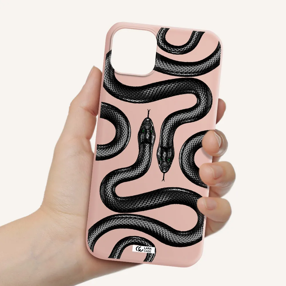 Black Snake Apple iPhone 14 Silicone pastel pink Case
