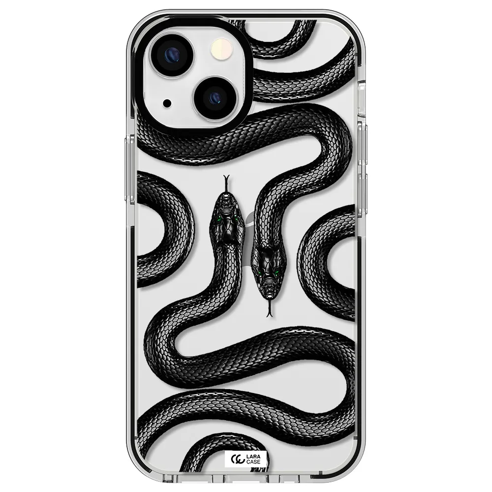 Black Snake Apple iPhone 15 impact black border Case