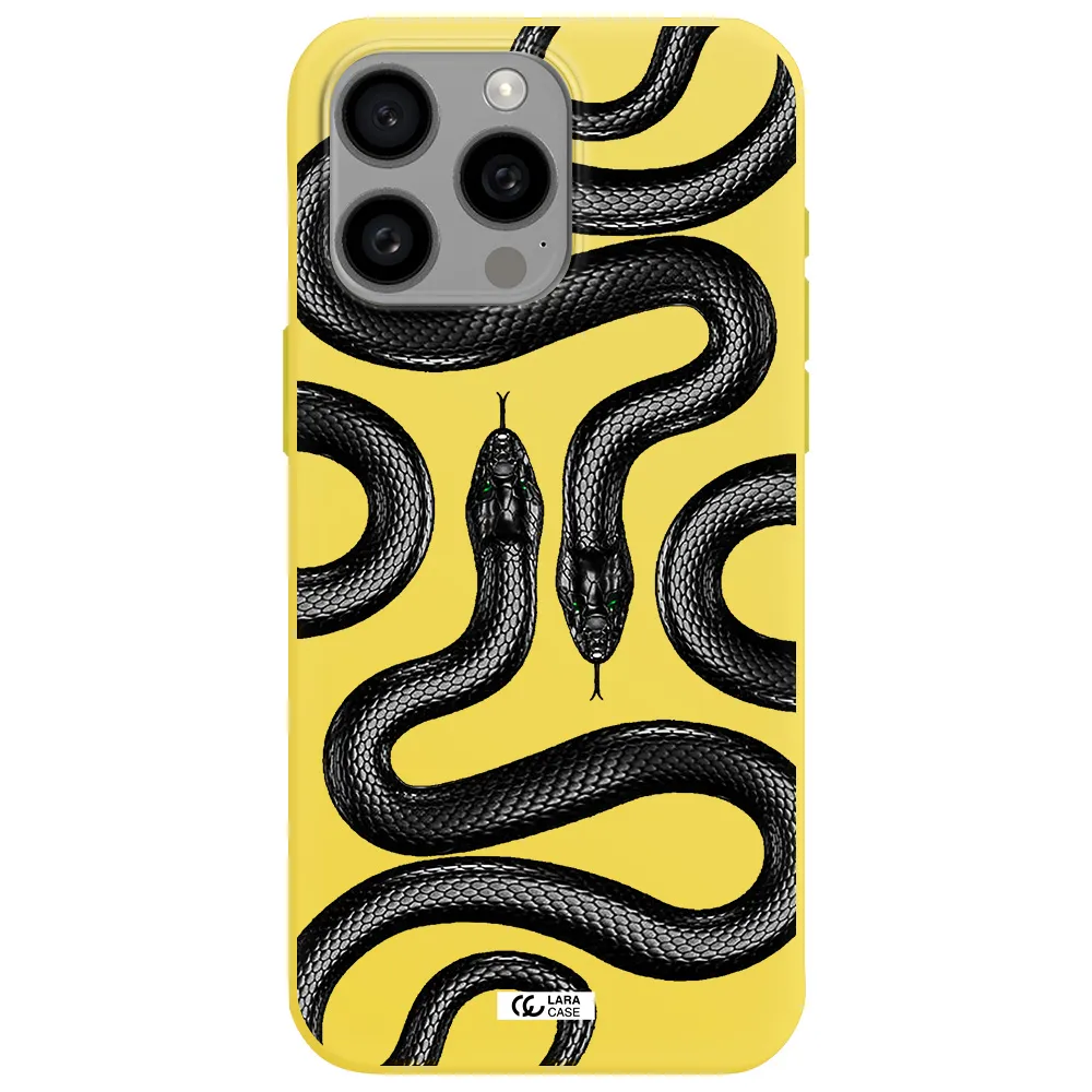Black Snake Apple Iphone 15 Pro max Silicone canary yellow Case