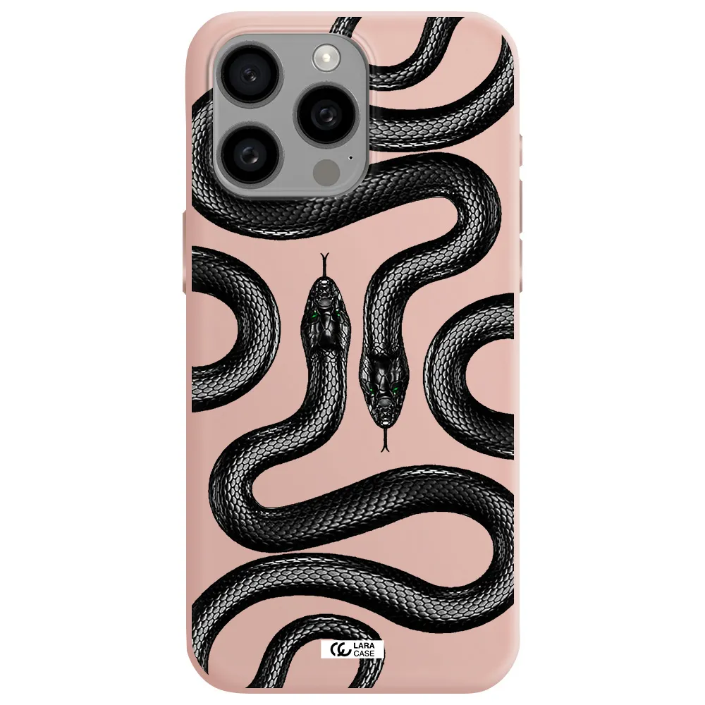 Black Snake Apple Iphone 15 Pro max Silicone pastel pink Case
