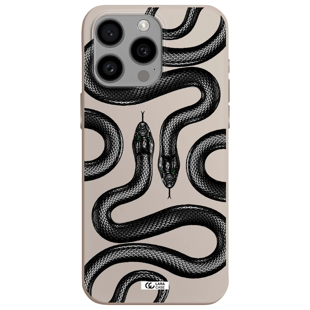 Black Snake Apple Iphone 15 Pro max Silicone Stone Case